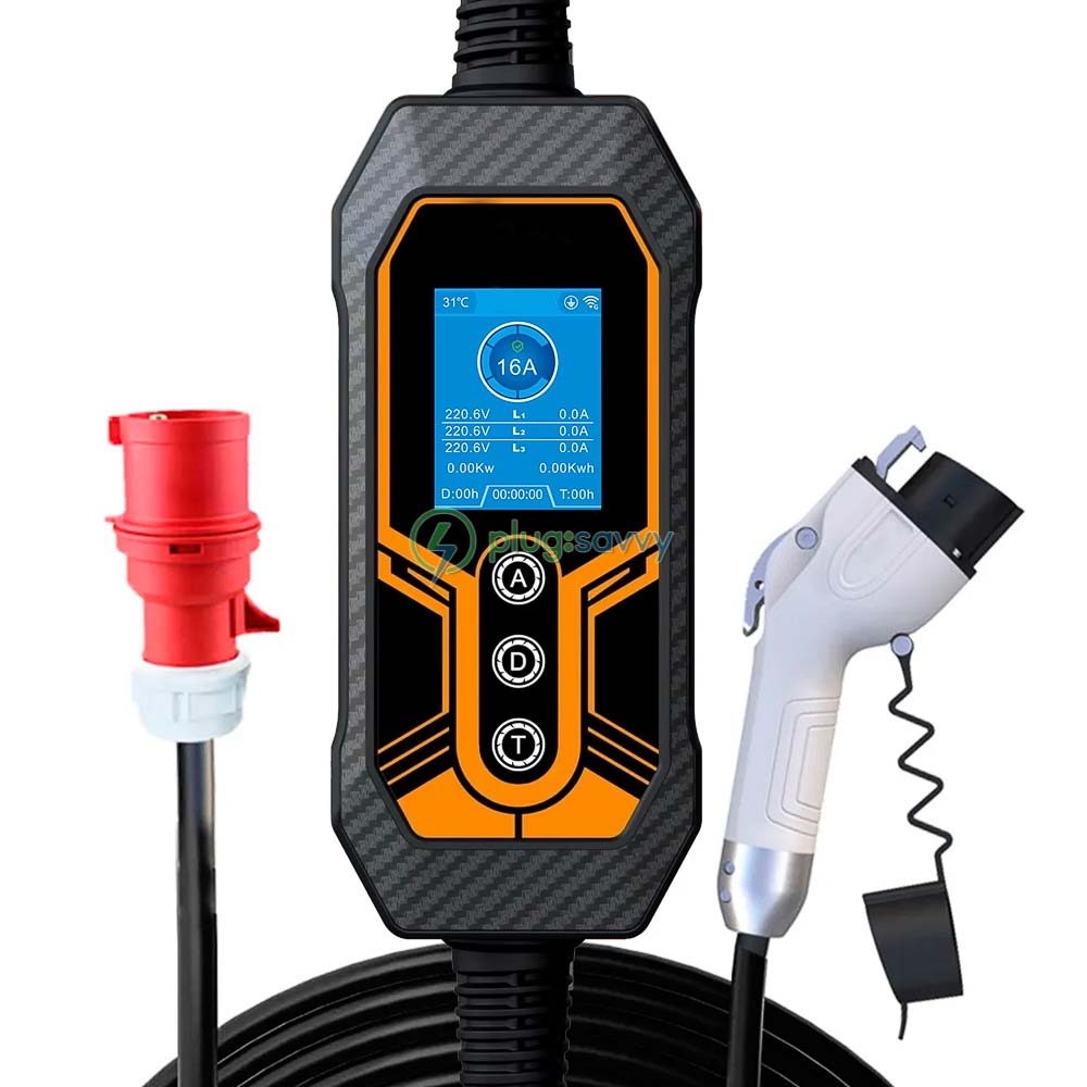 11KW Portable EV Charger with Type 2 Connector - PlugSavvy.com