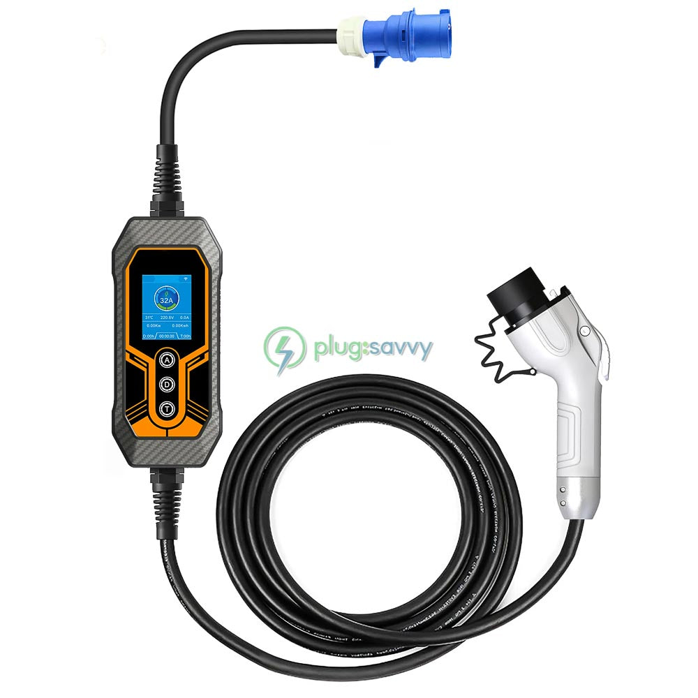 Portable 7KW EV Charger with Type 1 Connector - PlugSavvy.com